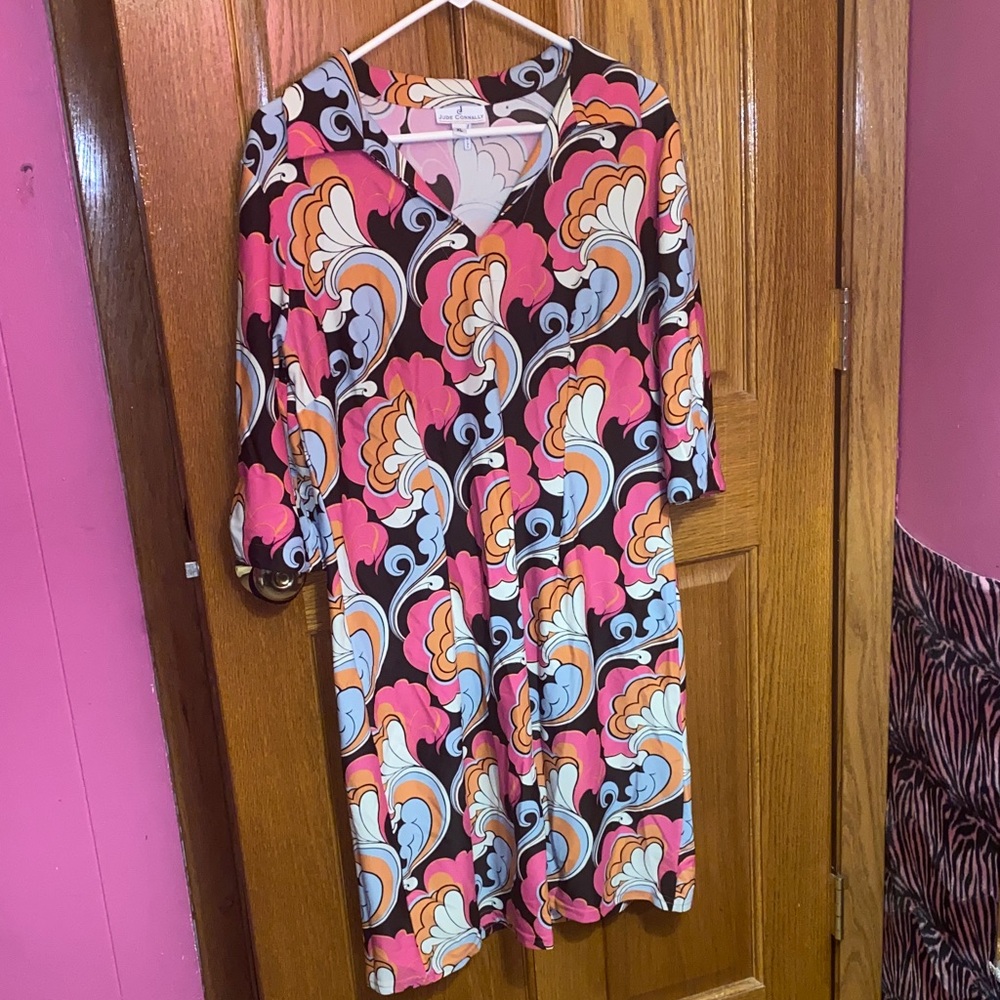 Jude Connally Pink and Orange Long Sleeve Dress